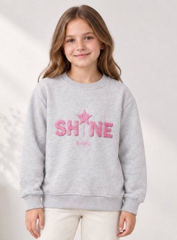 Світшот дівочий Shine тринитки на флісі теплий меланж SWSF-0001 фото